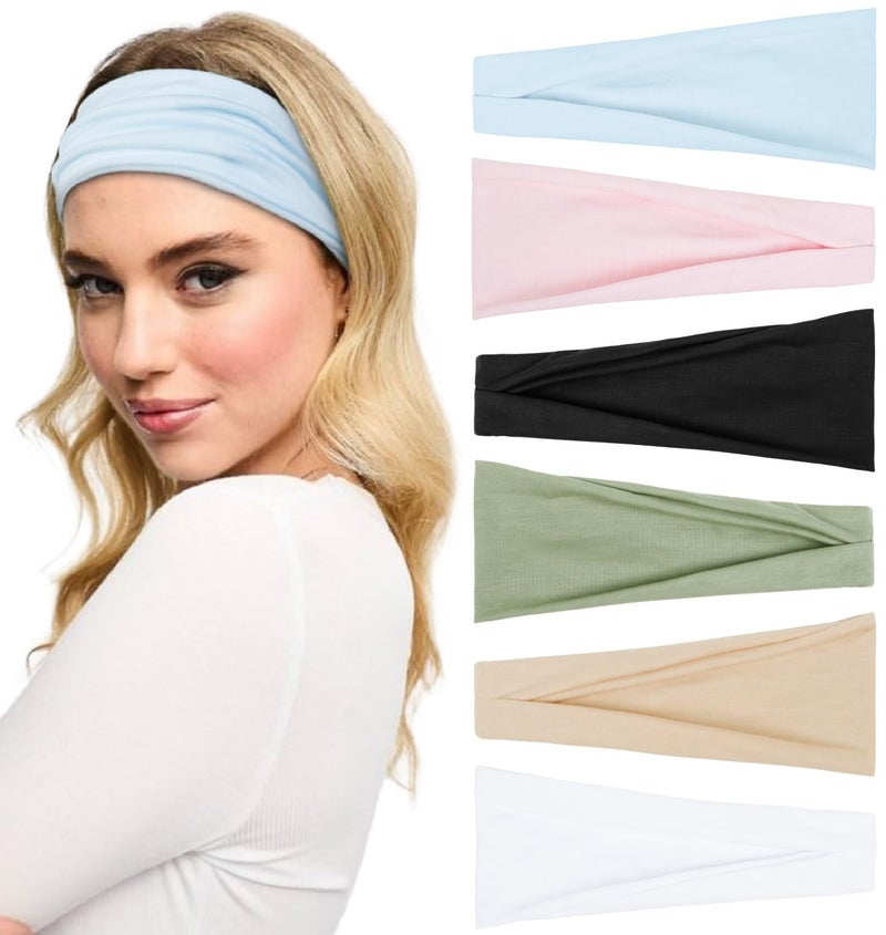 Huachi Headbands for Women Non Slip Womens Headbands Yoga Workout Exercise Hairbands for Women Wide Stretchy Hair Accessory